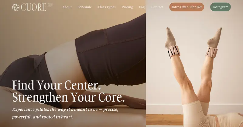 Cuore Pilates Studio website preview