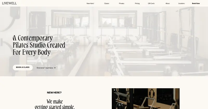 Livewell Pilates Studio website preview